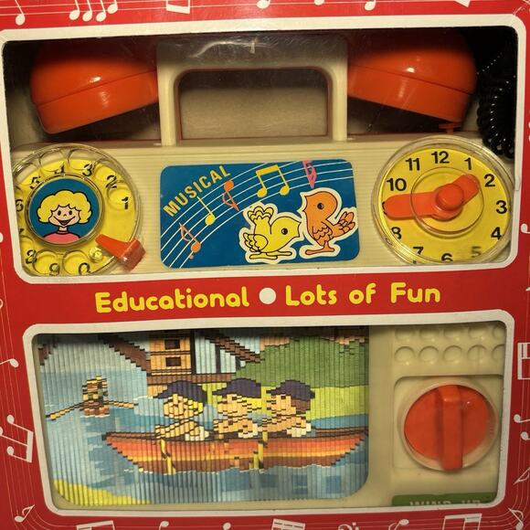 Vintage New In Box ( Box Is damaged) Musical TV With Clock And Phone Childs Toy - Picture 2 of 6